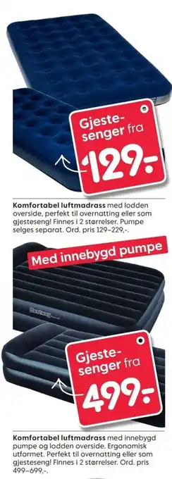 Rusta Komfortabel luftmadrass tilbud