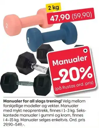 Rusta Manualer for all slags trening tilbud