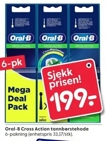 Rusta Oral-B Cross Action tannbørstehode tilbud