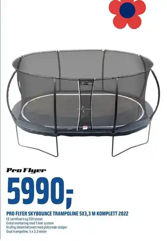 Coop Obs Pro flyer skybounce trampoline 5x3,3 m komplett 2022 tilbud