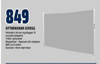 Obs Bygg Uttrekkbar levegg tilbud