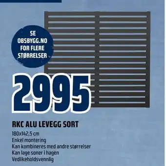 Obs Bygg Rkc alu levegg sort tilbud