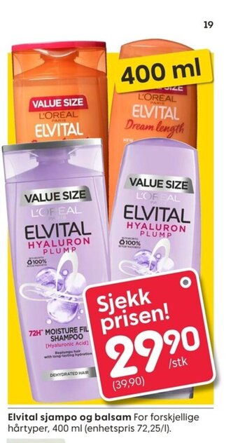 Rusta Elvital Sjampo Og Balsam tilbud