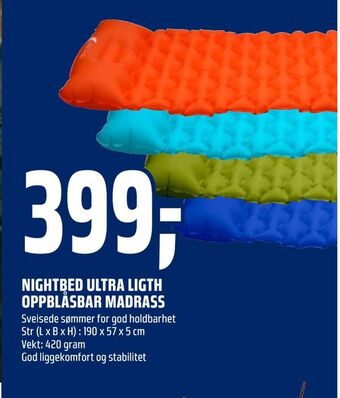 Coop Obs Nightbed ultra ligth oppblåsbar madrass tilbud
