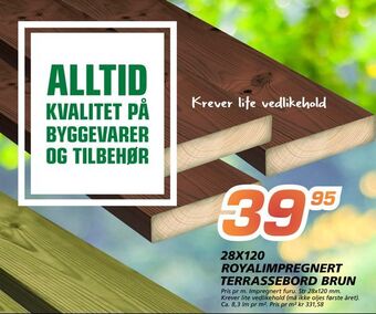 Coop Byggmix 28x120 royalimpregnert terrassebord brun tilbud