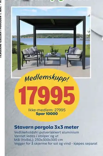 Coop Byggmix Stavern pergola 3x3 meter tilbud