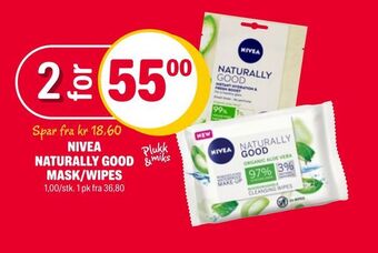 Coop Extra Nivea naturally good mask/wipes tilbud