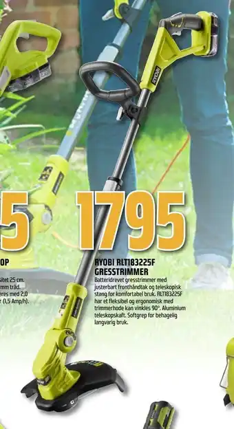 Obs Bygg Ryobi rlt183225f gresstrimmer tilbud