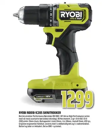 Obs Bygg Ryobi rdd18-1c20s skrutrekker tilbud