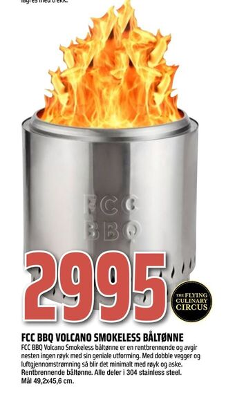 Obs Bygg Fcc bbq volcano smokeless båltønne tilbud
