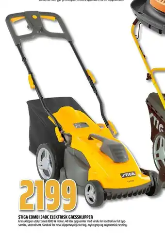 Obs Bygg Stiga combi 340c elektrisk gressklipper tilbud