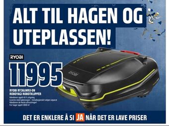 Obs Bygg Ryobi ry36lmrx-0n roboyagi robotklipper tilbud