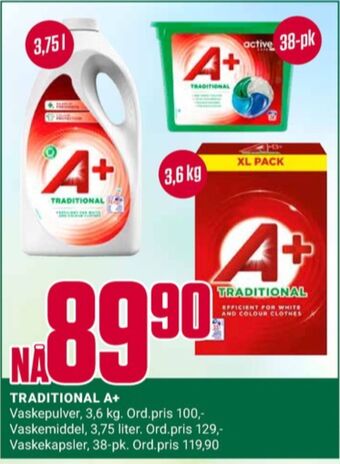 Europris A+ vaskepulver tilbud