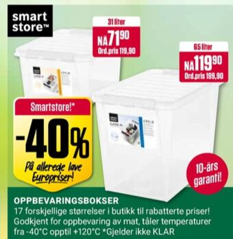 Europris Smart store oppbevaringsboks tilbud