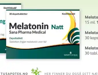 Vitusapotek Melatonin 1 mg Natt Sana Pharma Medical tilbud