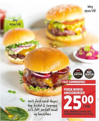 Meny Fersk norsk angusburger tilbud