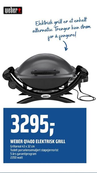 Coop Obs Weber q1400 elektrisk grill tilbud