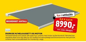 jem & fix Markise m/helkassett og motor tilbud