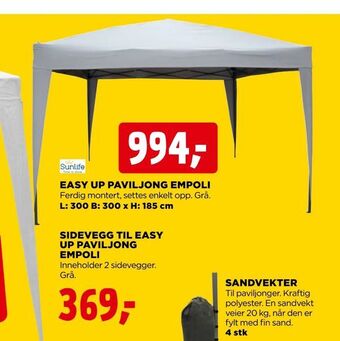 jem & fix Sidevegg til easy up paviljong empoli tilbud