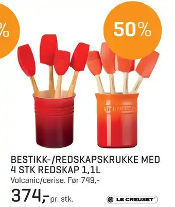 Jernia Bestikk-/redskapskrukke med 4 stk redskap 1,1l tilbud