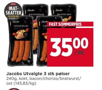 Meny Jacobs Utvalgte 3 stk pølser tilbud