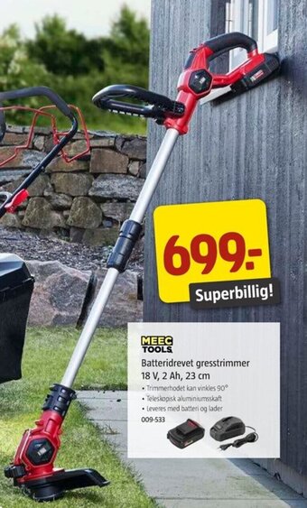 Jula MEEC TOOLS batteridrevet gresstrimmer tilbud