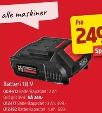 Jula Batteri 18 V tilbud