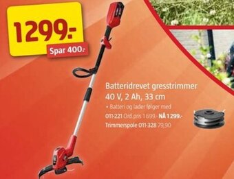 Jula Batteridrevet gresstrimmer tilbud
