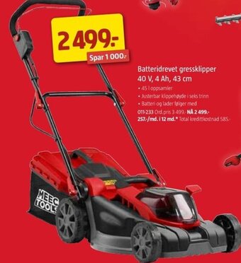 Jula Batteridrevet gressklipper tilbud