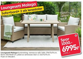 Rusta Loungesett Malaga tilbud
