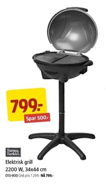 Jula Elektrisk grill 2200 W, 34x44 cm tilbud