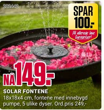 Europris Solar fontene tilbud