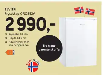ELON Elvita Fryseskap CFS2852V tilbud
