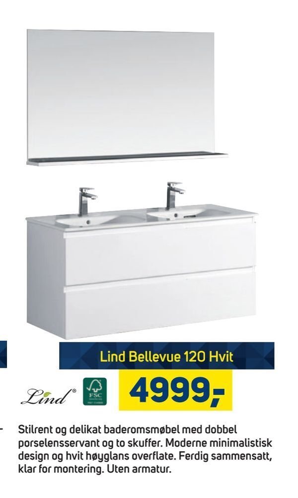 Megaflis Lind Bellevue 120 Hvit tilbud