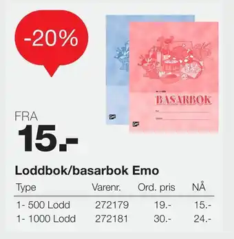 Staples Loddbok/basarbok Emo tilbud