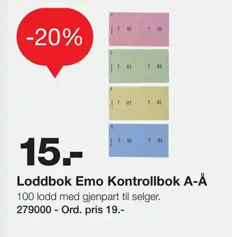 Staples Loddbok Emo Kontrollbok A-Å tilbud