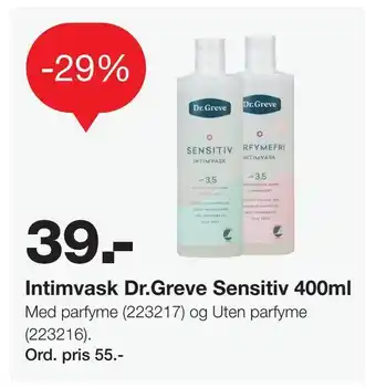 Staples Intimvask Dr.Greve Sensitiv 400ml tilbud
