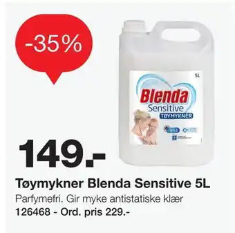 Staples Tøymykner Blenda Sensitive 5L tilbud