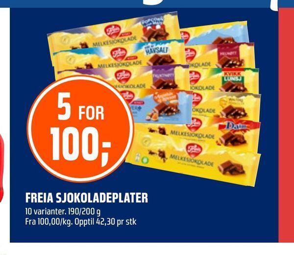 Coop Obs Freia sjokoladeplater tilbud