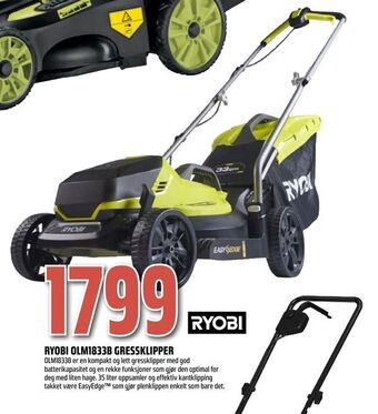 Coop Obs Ryobi olm1833b gressklipper tilbud