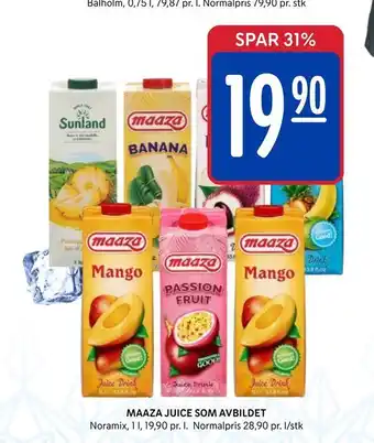 Rema 1000 Maaza juice som avbildet tilbud