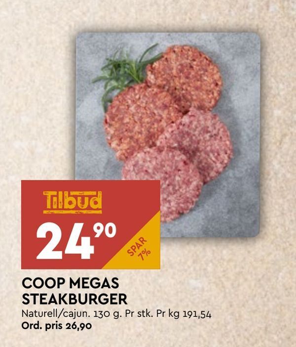 Coop Mega Coop megas steakburger tilbud