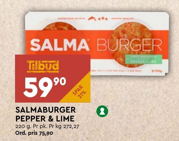 Coop Mega Salmaburger pepper & lime tilbud