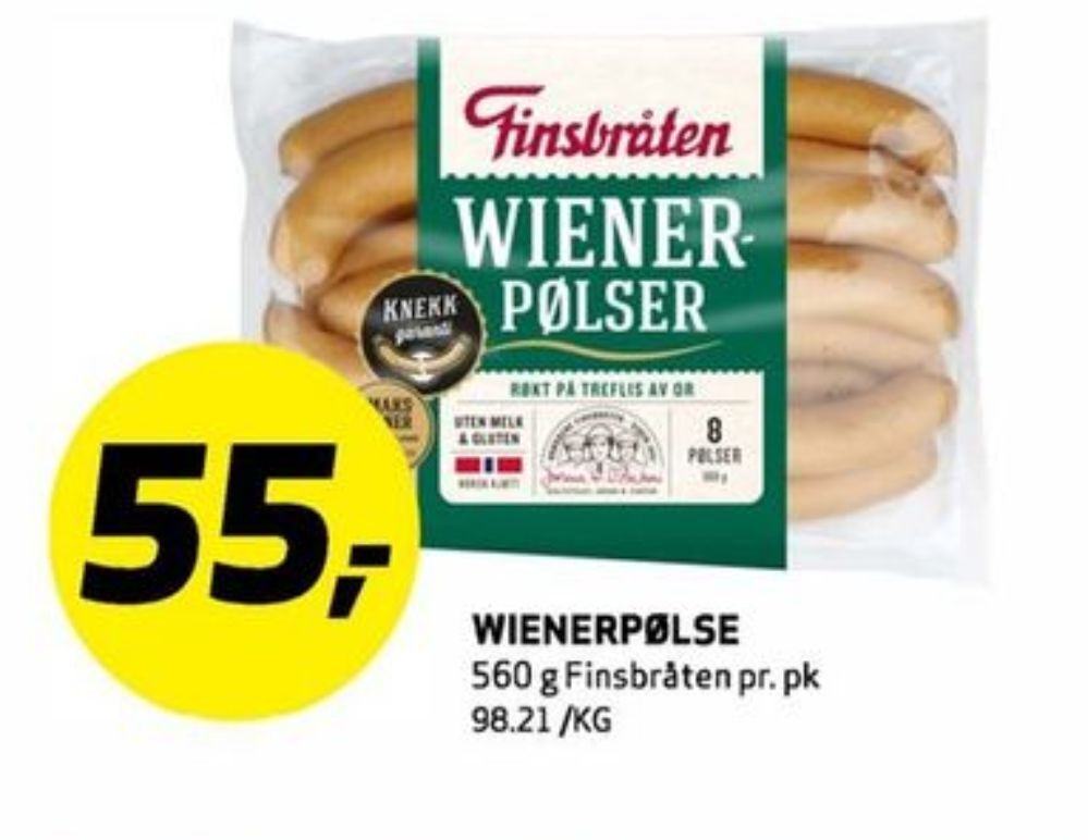 Bunnpris Finsbråten wienerpølser tilbud