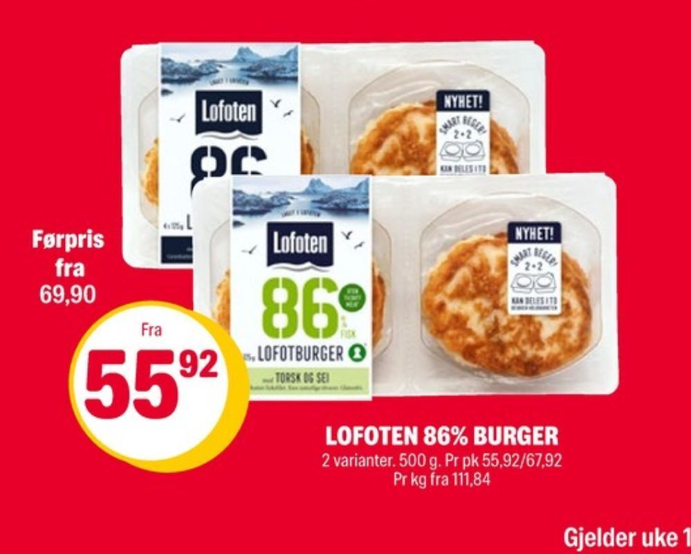 Coop Extra Lofoten fiskeburger tilbud