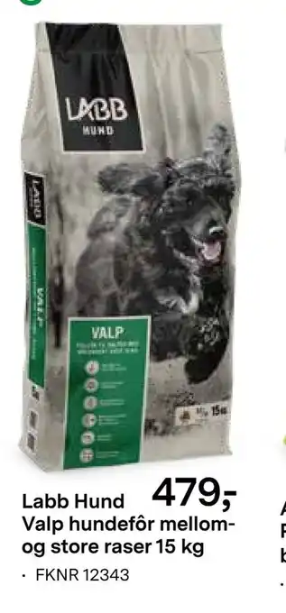 Felleskjøpet Labb Hund Valp hundefôr mellom og store raser 15 kg tilbud