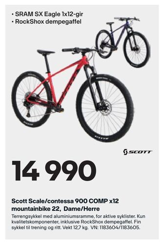 XXL Sport Scott Scale/contessa 900 COMP x12 mountainbike 22, Dame/Herre tilbud