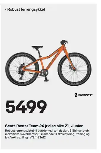 XXL Sport Scott Roxter Team 24 jr disc bike 21, Junior tilbud