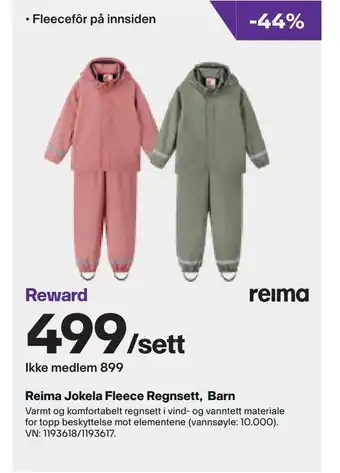 XXL Sport Reima Jokela Fleece Regnsett, Barn tilbud