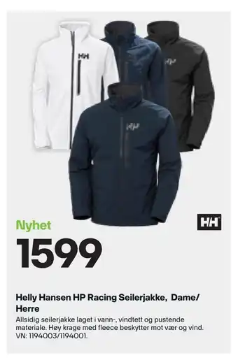 Helly Hansen HP Racing Seilerjakke, Dame/ Herre